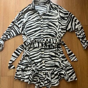 Zebra Print Button-Up Dress